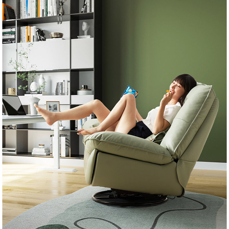 Smart Multifunction Recliner Chair Electric for Living Room Bedroom Green Leather